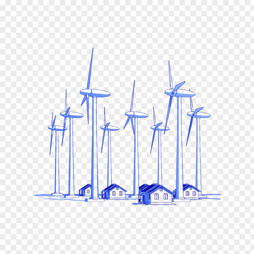 Creative Pattern Vector Wind Power Energy Turbine PNG