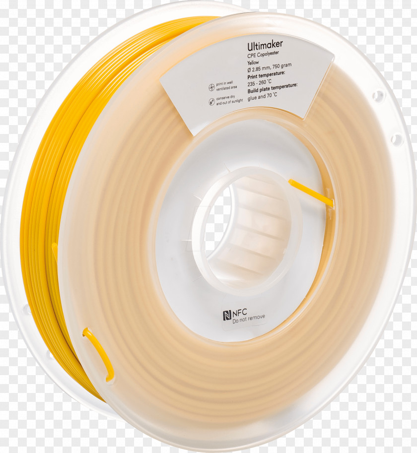 Ultimaker 3D Printing Filament Yellow Copolyester PNG