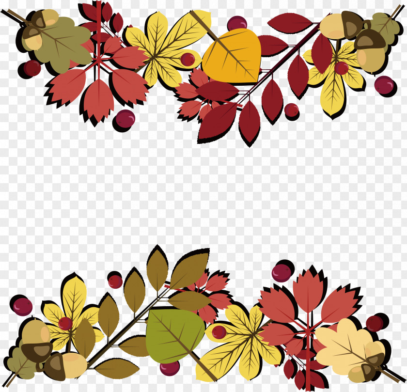 Red Maple Leaf Decoration Title Box Floral Design PNG