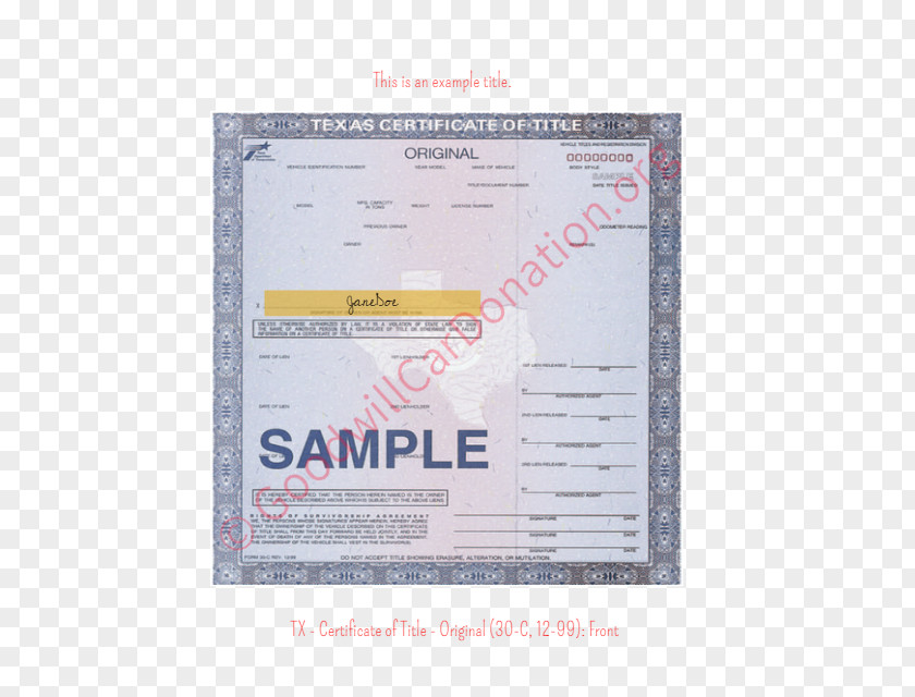 9th Rank 3d Number Texas Document Car Donation Title PNG