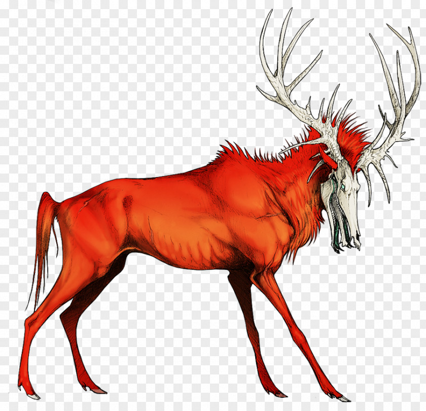Fiery Concert Reindeer Elk Antler Character PNG