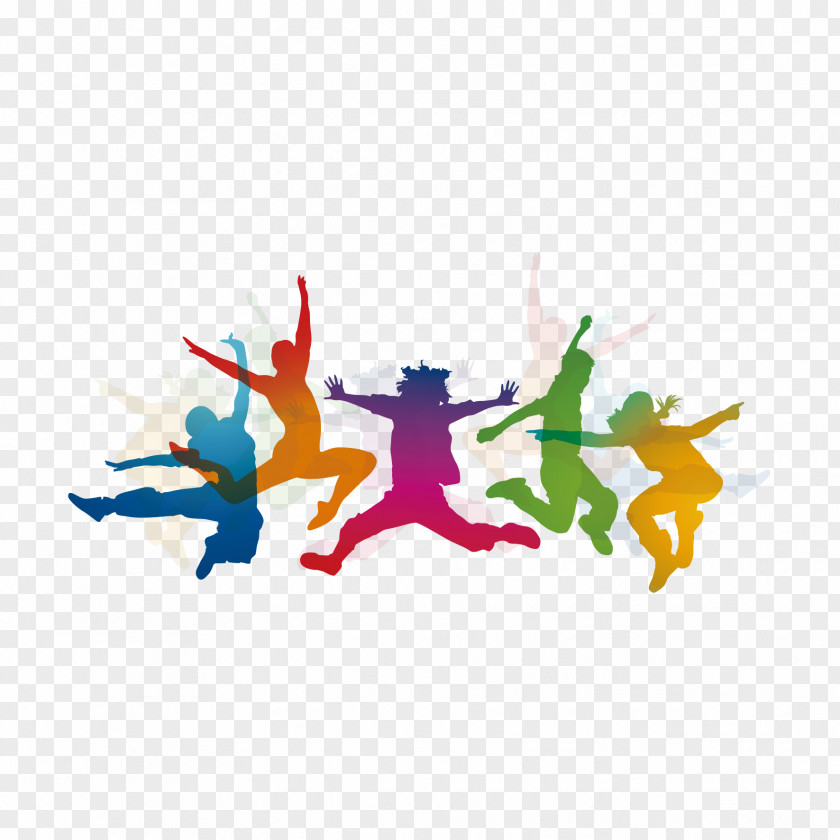 Vector Color Jumping Man Silhouette Dance PNG