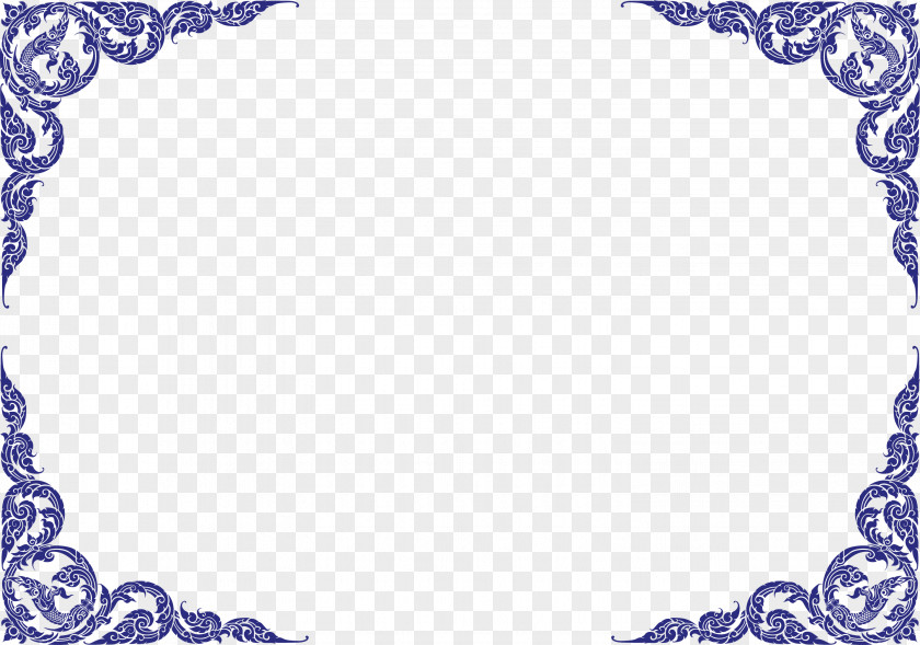 Border Lines Download Blue And White Pottery PNG