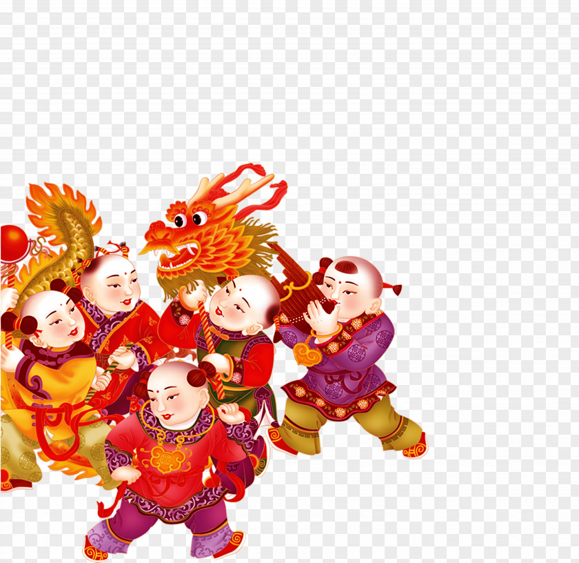 Chinese New Year Dragon Child Element China Budaya Tionghoa Paper Cutting Lantern Festival PNG