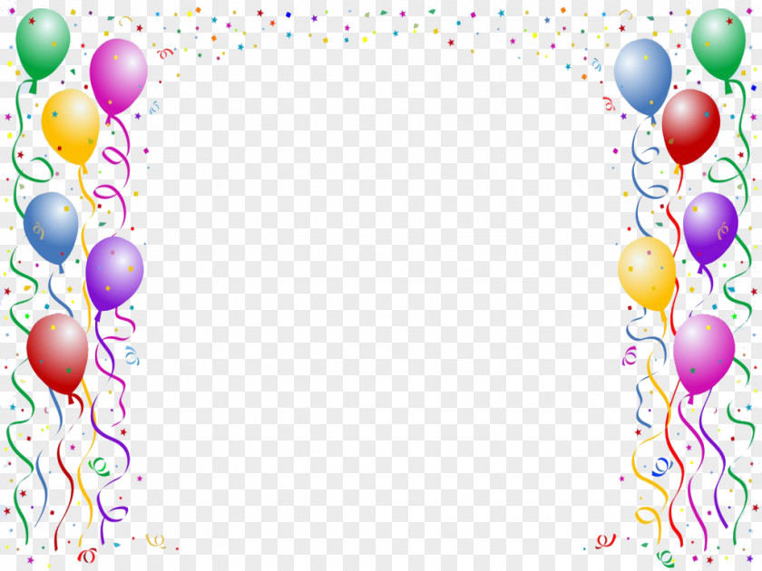 Colorful Balloons Border Celebrate Birthday Cake Wish Happy To You Party PNG