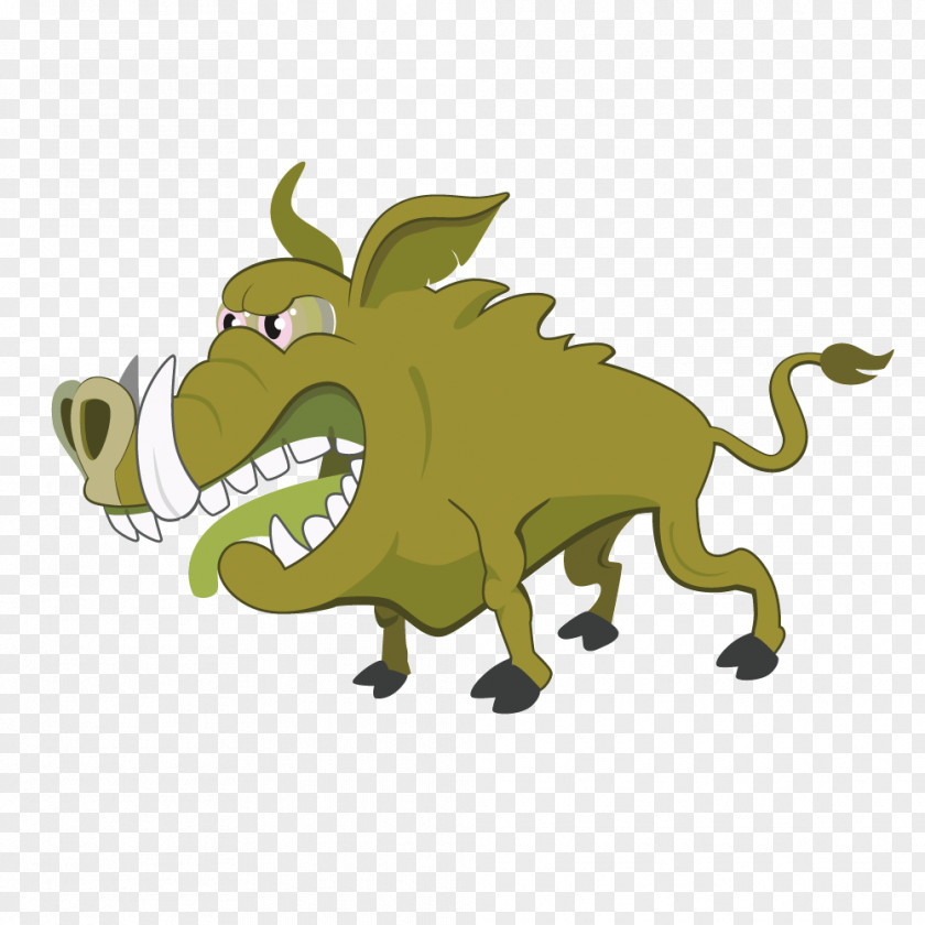 Vector Angry Bison Wild Boar Cartoon Stock Illustration Clip Art PNG