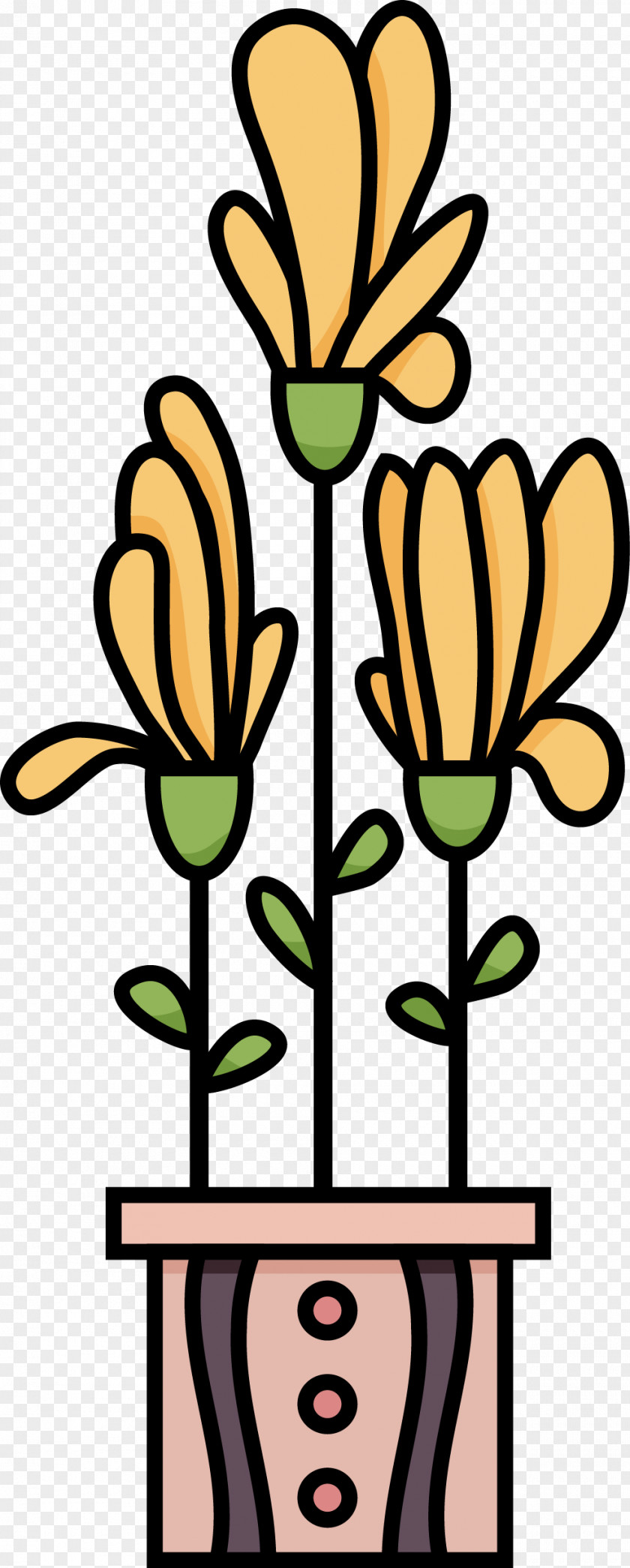 Design Floral Cut Flowers Common Sunflower Plant Stem Pattern PNG