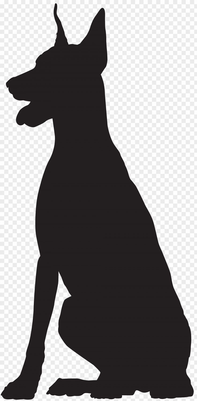 Doberman Silhouette Clip Art Image Dog Breed Black And White Snout PNG