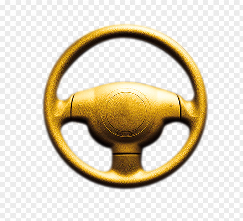 Golden Car Steering Wheel PNG