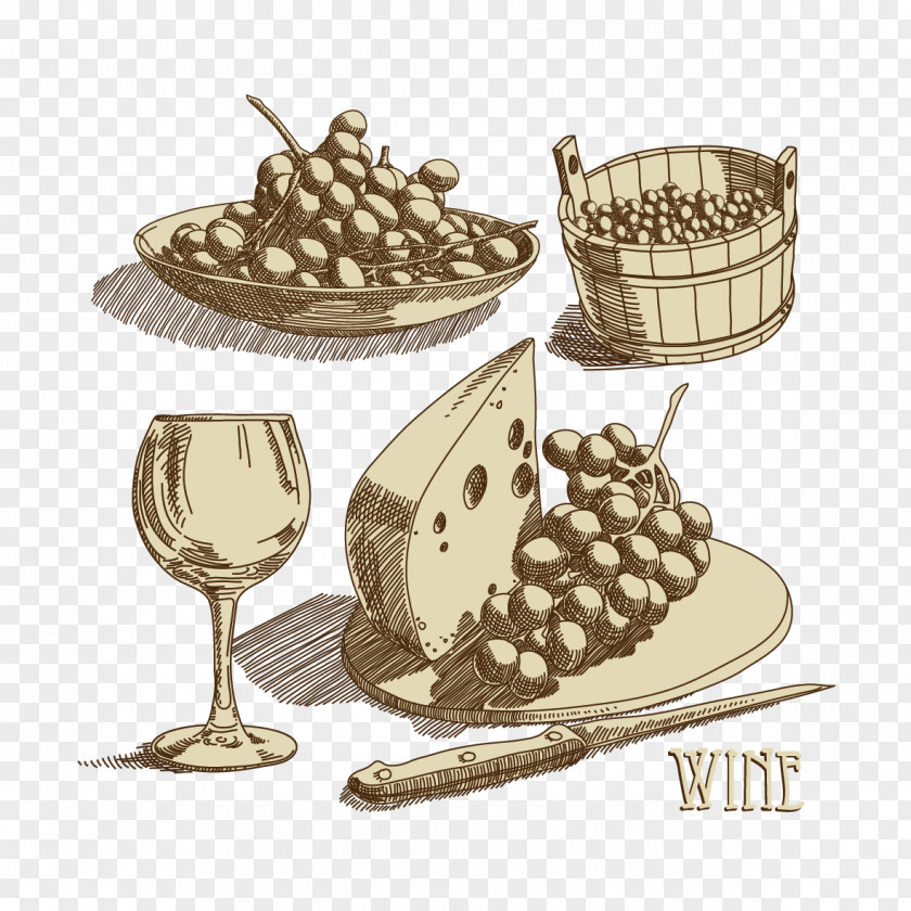 Grapes And Bread Wine Toast Baguette Caprese Salad Grape PNG