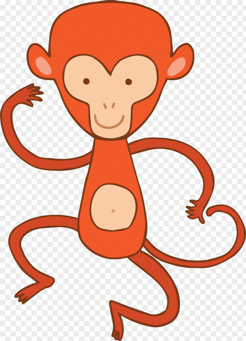 Orange Cartoon Monkey Ape Drawing Clip Art PNG