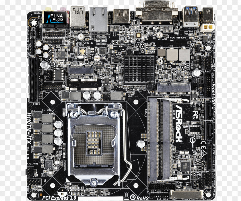 CPU Socket Sound Cards & Audio Adapters Motherboard Mini-ITX H110TM-ITX, Mainboard Hardware/Electronic LGA 1151 PNG