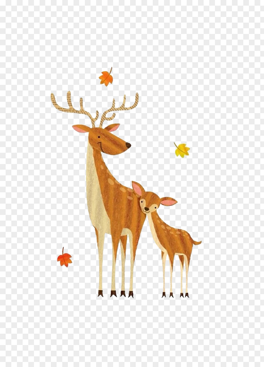 Deer Mother And Daughter Formosan Sika Watercolor Painting Drawing PNG