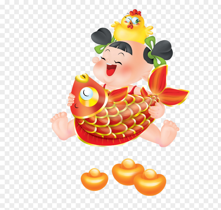 Giant Salamander Chinese New Year Reunion Dinner Fish Cartoon PNG