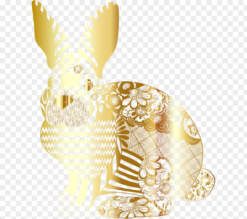 Gold Flower Easter Bunny T-shirt Rabbit Clip Art PNG