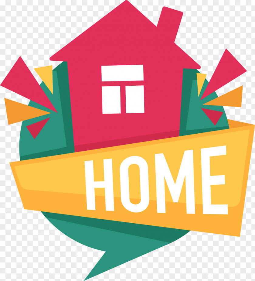 Red Cartoon House Sign Real Estate Logo PNG