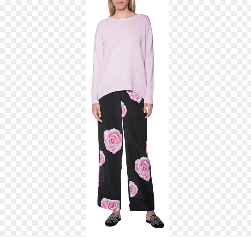 Crew Neck Pajamas Shoulder Pink M Sleeve Pants PNG