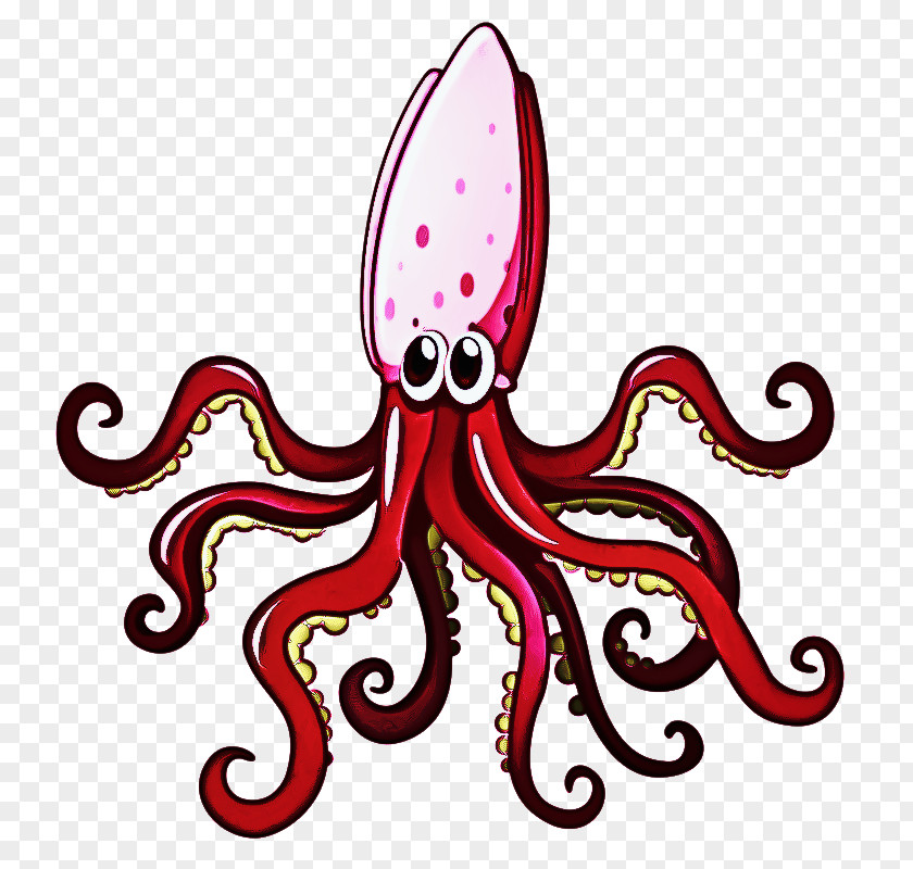 Magenta Animal Figure Octopus Cartoon PNG