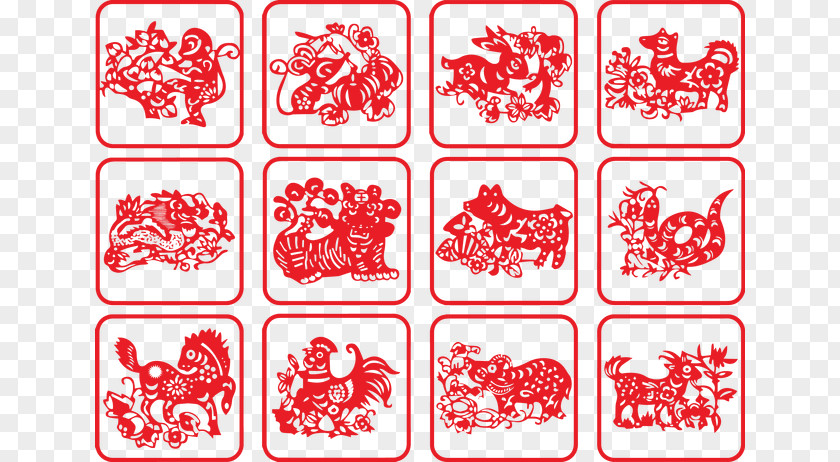 Zodiac Red Seal Chinese Art Papercutting PNG