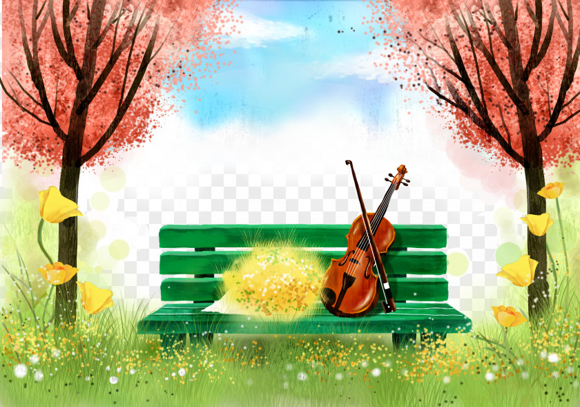 Forest Violin Creative Background Snow White Mural Interior Design Services Bedroom Wallpaper PNG
