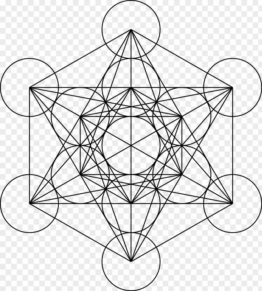 Geomentry Metatron's Cube Sacred Geometry Overlapping Circles Grid PNG