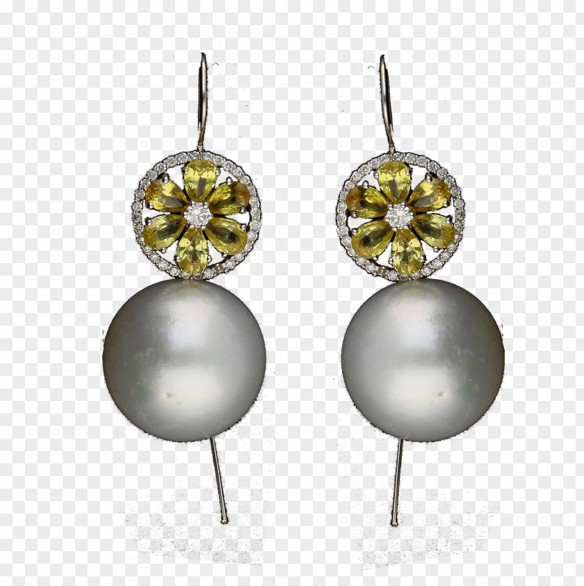 LONDON SapphireSea Pearl South Sea Earring Somlo PNG