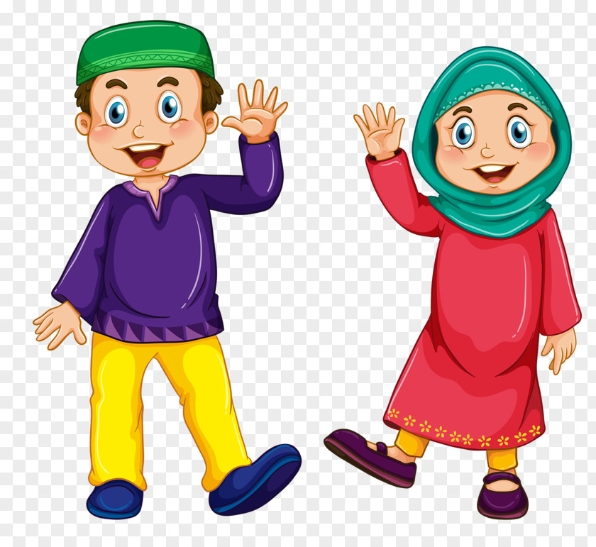 Muslim Couple Islam Child Illustration PNG