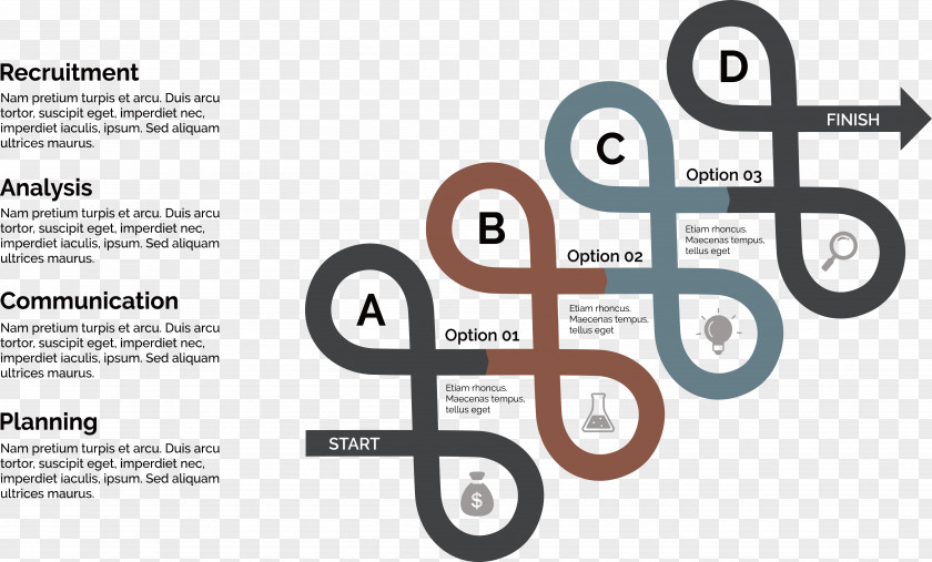 Helical Curve Arrows Chart Infographic Template PNG