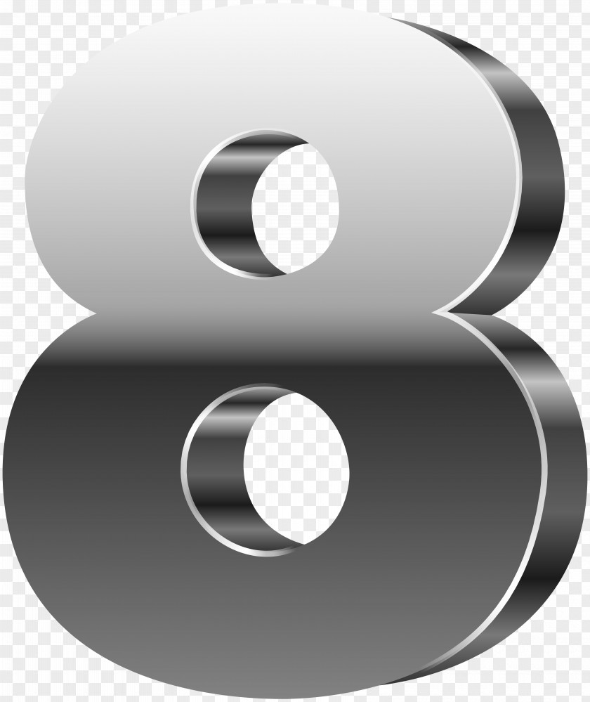 Number Eight 3D Silver Clip Art Image PNG
