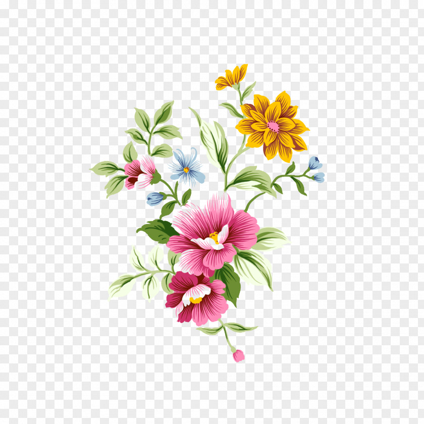 Hand-painted Flowers Flower Layers Drawing PNG