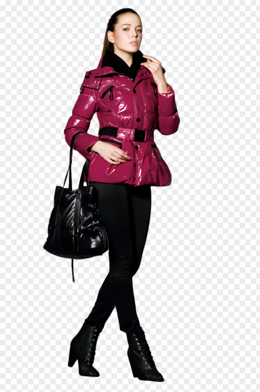 Shoulder Magenta Clothing Jacket Coat Leather Outerwear PNG