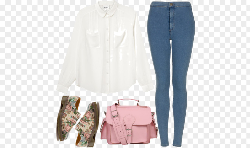 White Shirt With Jeans Handbag Clothing PNG