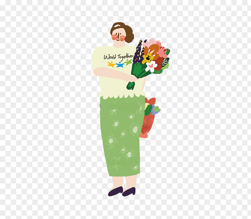 Woman With Flowers Flower Illustration PNG