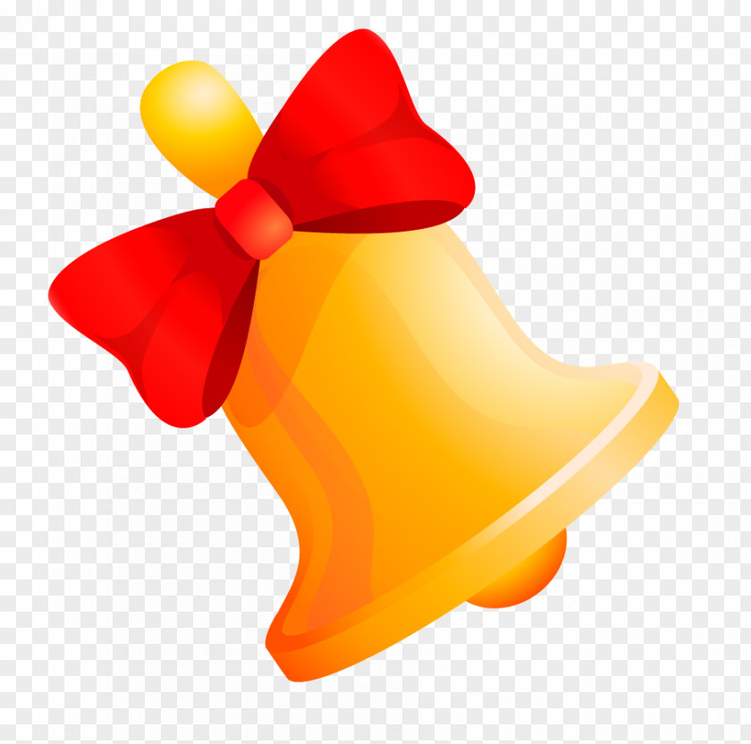 Vector Yellow Bell Red Bow PNG