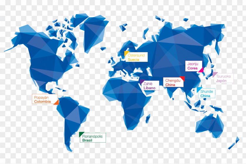 Creative Cities World Map Globe PNG