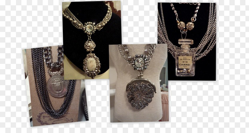 Flea Market Locket Necklace Chain Silver PNG