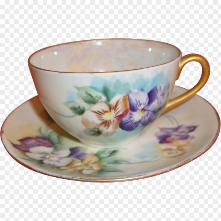 Hand Painted Teacup Tableware Saucer Coffee Cup Ceramic Mug PNG