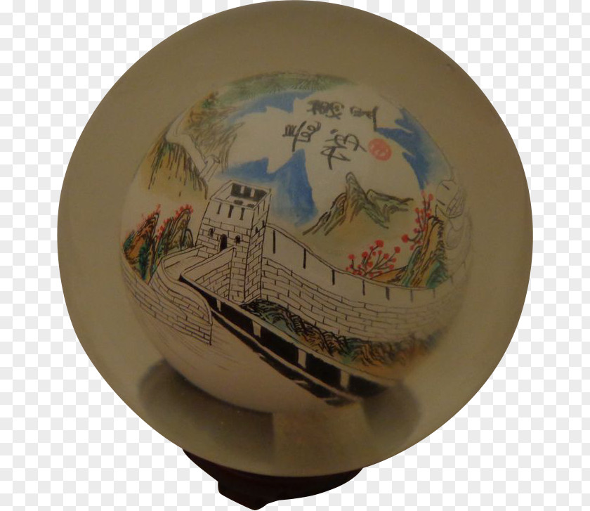 Great Wall Of China Painting Glass Paperweight Crystal Ball PNG