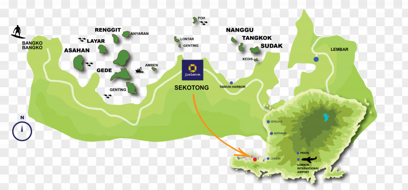 Lombok Mataram Sundancer Resort And Spa Sekotong Location Senggigi Map PNG