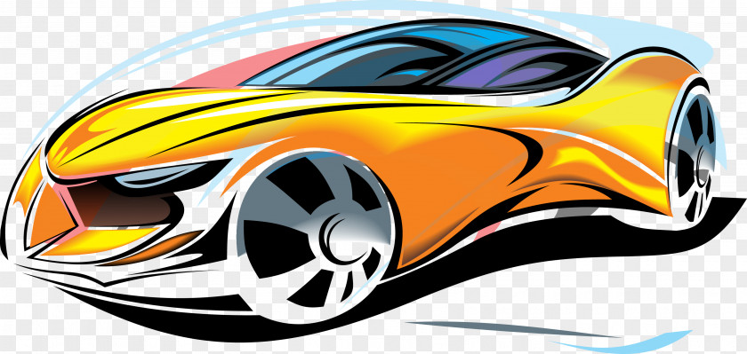 Sports Car Cartoon Vector Elements Clip Art PNG