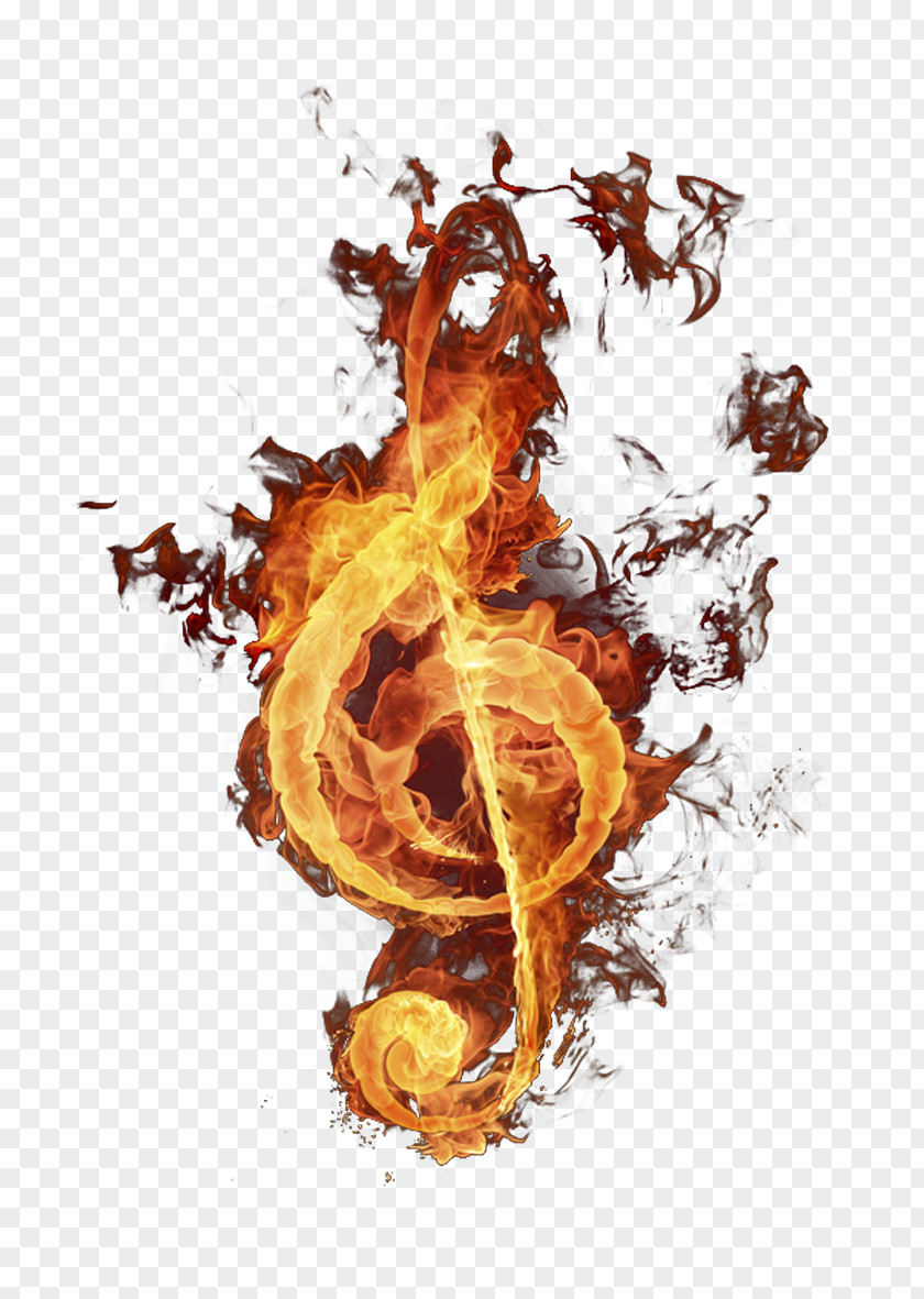 Burning Musical Symbols Note Fire Flame PNG