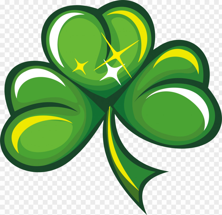 Green Cartoon Clover Drawing PNG