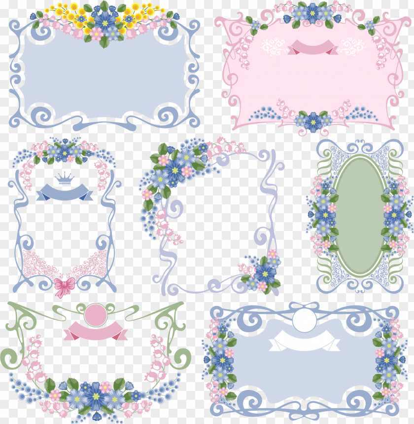 Small Fresh Flower Box Collection Picture Frame Ornament Clip Art PNG