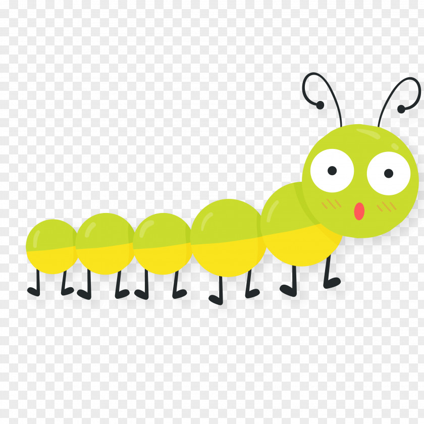 Spring Cartoon Caterpillar Vector Material PNG