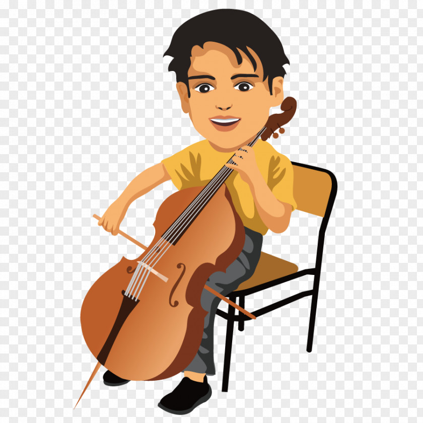 Vector Boy Playing The Violin Violone Cello Viola PNG