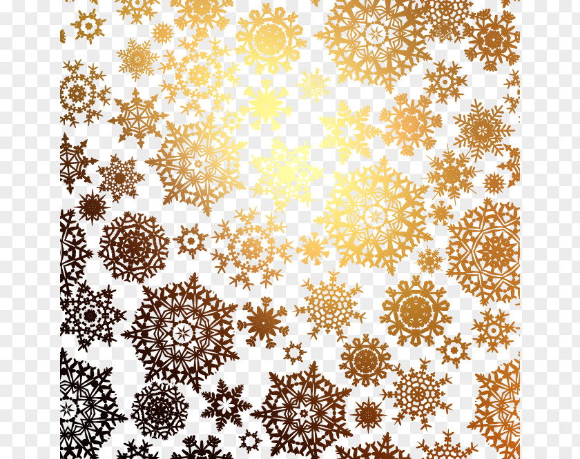 Golden Snowflake Pattern Background Vector Material Christmas PNG