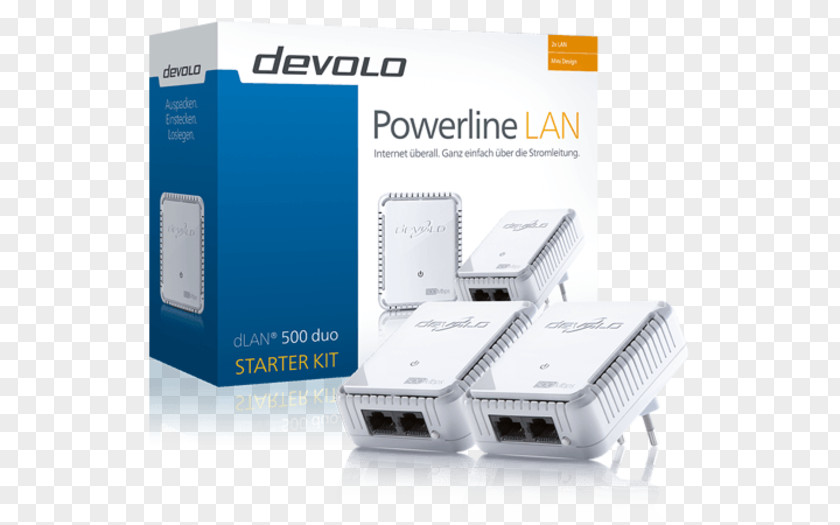 Minimal Design Powerline Starter Kit 500 Mbit/s Devolo DLAN Duo PowerLAN Power-line Communication 550 Duo+ PNG