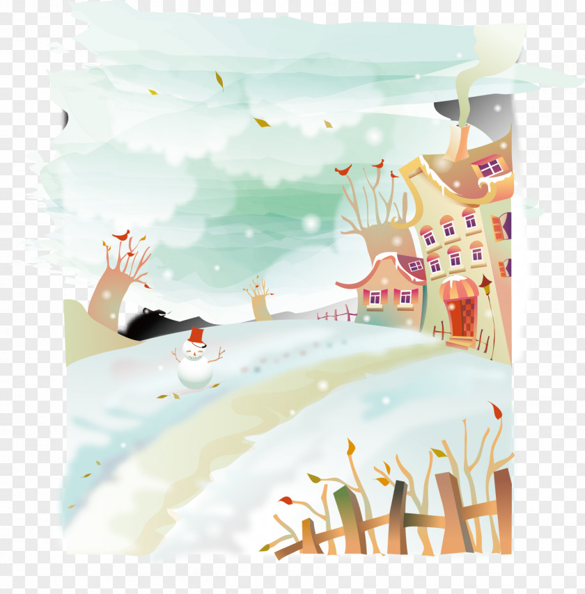 Aoxue Watercolor Winter Vector Material Snow Painting PNG