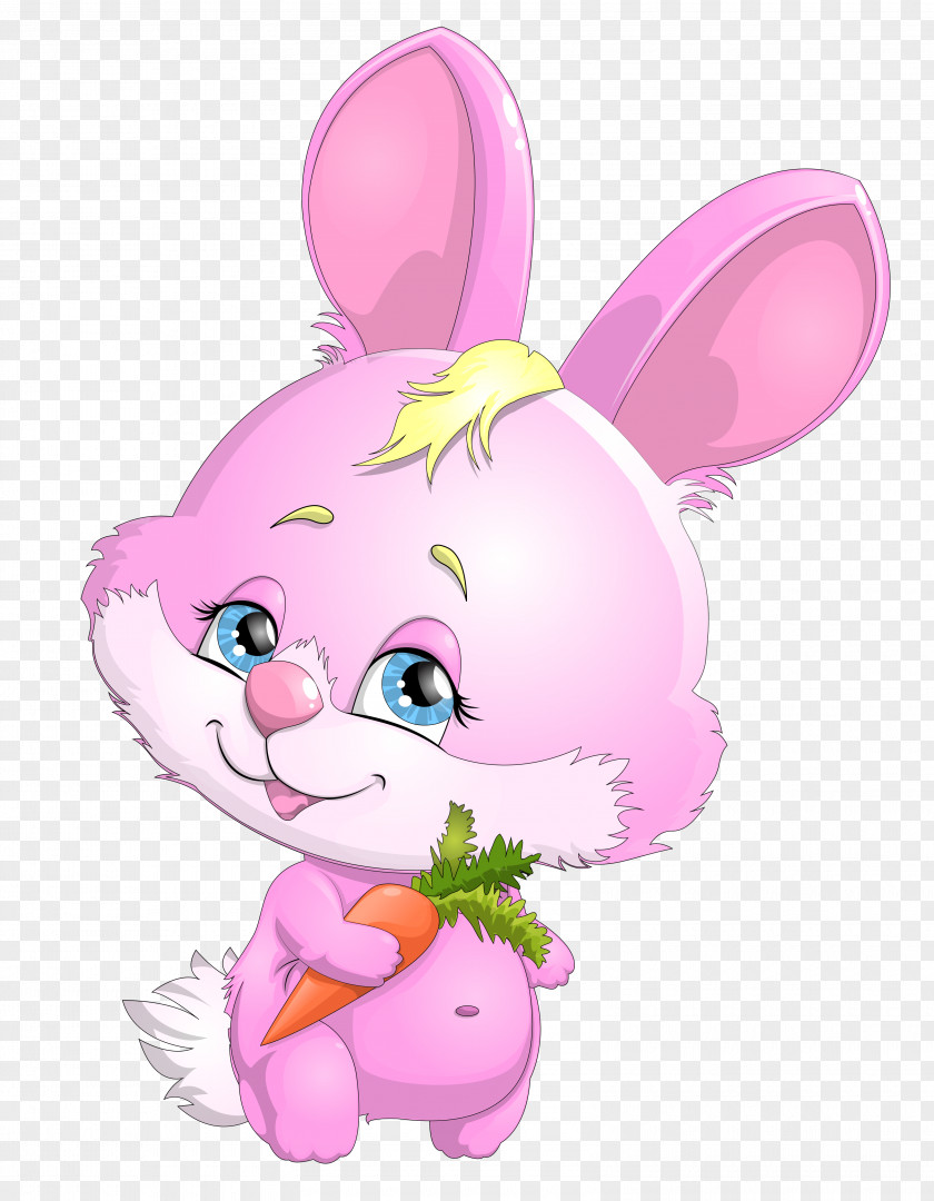Cute Pink Bunny With Carrot Clipart Picture Easter Rabbit Cuteness Clip Art PNG