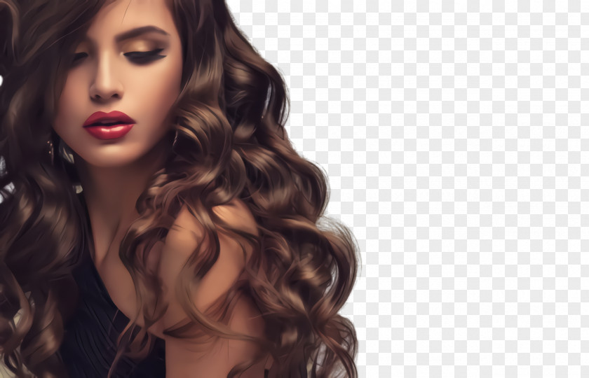 Wig Brown Hair Face Hairstyle Long Skin PNG